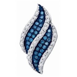 0.10 CTW Blue Color Diamond Cluster Pendant 10KT White Gold - REF-14K9W