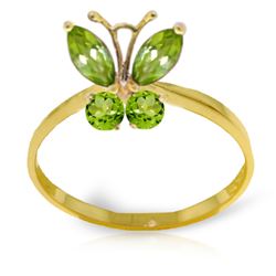 Genuine 0.60 ctw Peridot Ring Jewelry 14KT Yellow Gold - REF-28H9X