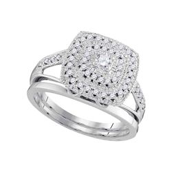 0.33 CTW Square Diamond Bridal Wedding Engagement Ring 10KT White Gold - REF-56N2F