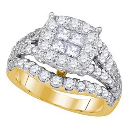 2.5 CTW Princess Diamond Soleil Cluster Bridal Engagement Ring 14KT Yellow Gold - REF-240K2W