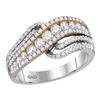 Image 1 : 0.98 CTW Diamond Crossover Ring 14KT Two-tone Gold - REF-104N9F