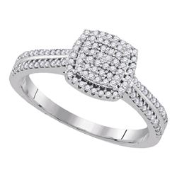 0.33 CTW Diamond Square Cluster Ring 10KT White Gold - REF-31N4F