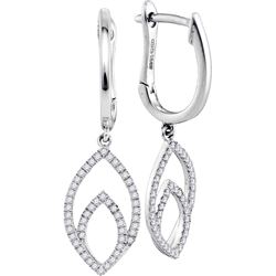 0.25 CTW Diamond Double Nested Oval Dangle Earrings 10KT White Gold - REF-31K4W