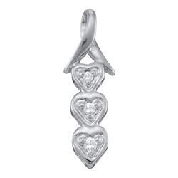 0.05 CTW Diamond Triple Trinity Heart Drop Pendant 10KT White Gold - REF-9K7W
