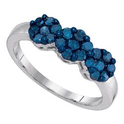 0.75 CTW Blue Color Diamond Cluster Ring 10KT White Gold - REF-30H2M