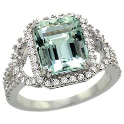 Natural 2.78 ctw aquamarine & Diamond Engagement Ring 14K White Gold - REF-116V5F