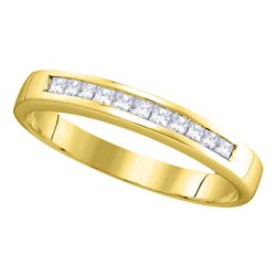 0.25 CTW Princess Channel-set Diamond Single Row Ring 14KT Yellow Gold - REF-30H2M