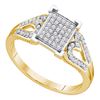 Image 1 : 0.20 CTW Diamond Square Cluster Heart Ring 10KT Yellow Gold - REF-26F9N