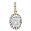 Image 1 : 0.50 CTW Diamond Oval Cluster Pendant 14KT Yellow Gold - REF-44X9Y