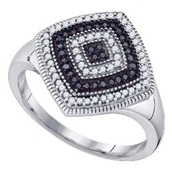 0.35 CTW Black Color Diamond Cluster Ring 10KT White Gold - REF-34N4F
