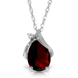 Genuine 2.03 ctw Garnet & Diamond Necklace Jewelry 14KT White Gold - REF-30T5A