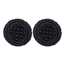 0.29 CTW Mens Black Color Diamond 3D Circle Cluster Earrings 10KT Black-tone Gold - REF-18W2K