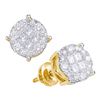 Image 1 : 2.02 CTW Princess Diamond Soleil Cluster Earrings 14KT Yellow Gold - REF-202H5M