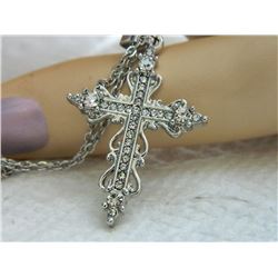 NECKLACE - RHINESTONE CROSS WITH CHAIN