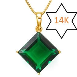 **** FEATURE ITEM **** PENDANT - 4 1/2 CT RUSSIAN EMERALD IN 14KT SOLID YELLOW GOLD - INCLUDES CERTI