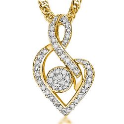 **** FEATURE ITEM **** PENDANT - 1/4 CT DIAMOND IN 18K YELLOW GOLD OVER STERLING SILVER - INCLUDES C