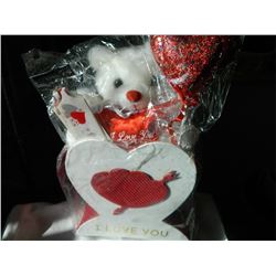 VALENTINE TEDDY BEAR GIFT BOX - INCLUDES TEDDY, HEART STICK, BOX & HEART BOX - 12" TALL