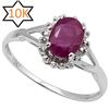 Image 1 : **** FEATURE ITEM **** RING - 1 CARAT RUBY & DIAMOND IN 10KT SOLID WHITE GOLD - INCLUDES CERTIFICATE