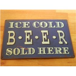 VINTAGE DESIGNED METAL SIGN - ICE COLD BEER