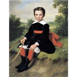 Basile De Loose , Jongetje met hoepel (1871) , 1809-1885 ,  , Belgian School