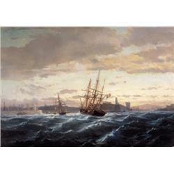 Jean-Baptiste Durand-Brager , Navires par gros temps à l'entrée du port de Marseille (1852) , 1814-1