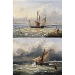 Louis Charles Verboeckhoven , Aanmerende boot - Woelige zee , 1802-1889 ,  , Belgian School