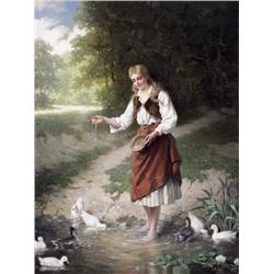 Jan Portielje , Het voederen van de eenden (ca. 1894-1895) , 1829-1908 ,  , Belgian School