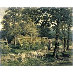 Charles Ferdin. Ceramano , Clôture de la Forêt de Fontainebleau (effet du matin) , 1829-1909 ,  , Be