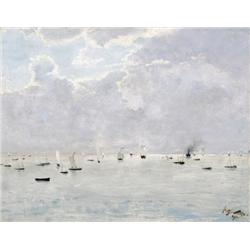 Alfred Stevens , Marine met vissersboten - Barques de pêches avant l'orage (1894) , 1823-1906 ,  , B