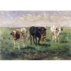 Alfred Verwee , Polderlandschap met stieren , 1838-1895 ,  , Belgian School