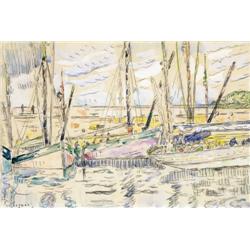 Paul Signac , Tonijnvissers aan de kade te Groix (ca. 1929) , 1863-1935 ,  , French School