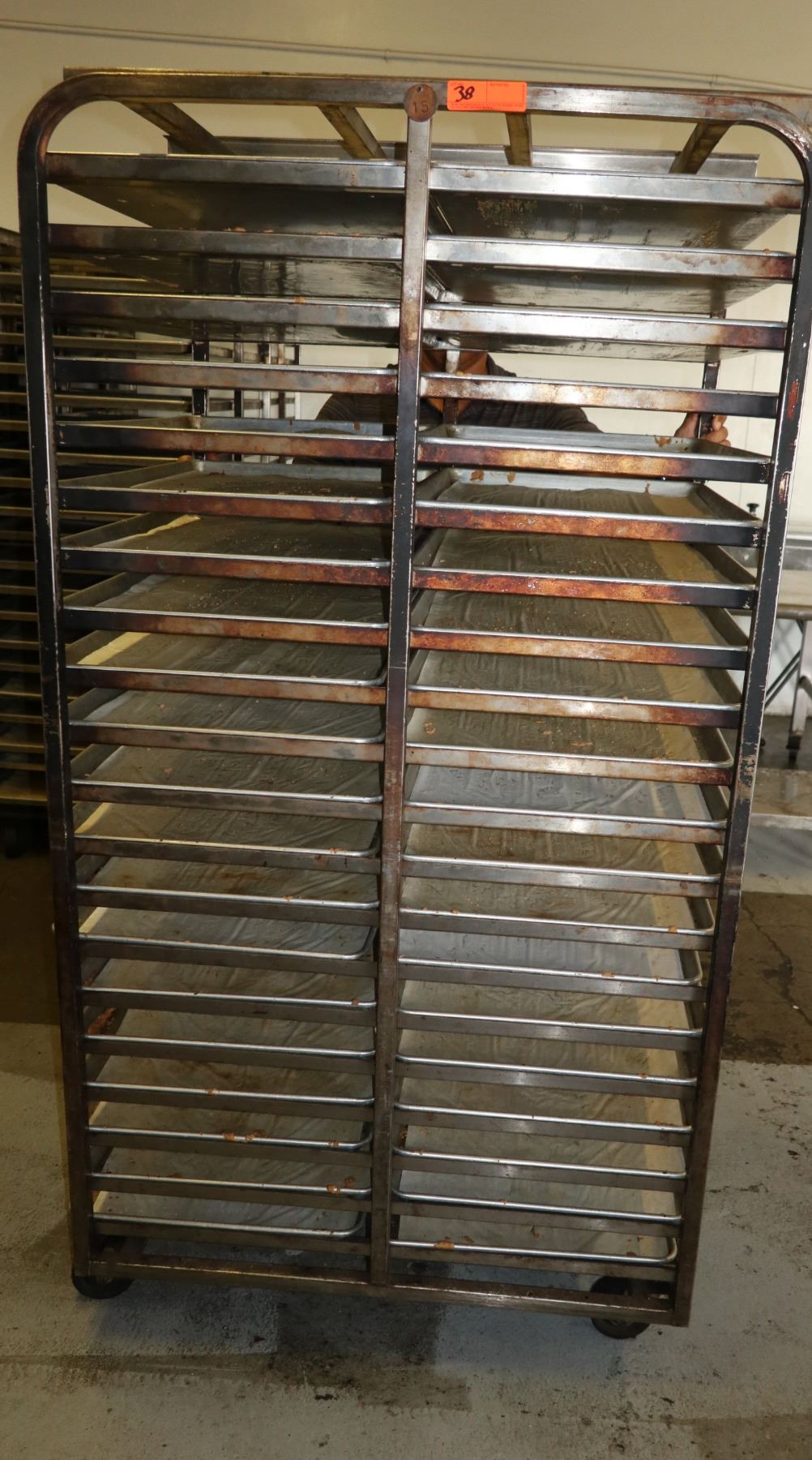 Large Speed Rack with Approx 40 Full Size Sheet Pans - Oahu Auctions