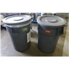 Image 1 : Two Plastic Trash Bins w/ Lids