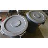 Image 2 : Two Plastic Trash Bins w/ Lids