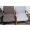 Image 1 : Qty 2 Office Reception Chairs (Dark Brown & Lt Blue)