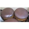 Image 2 : Qty 3 Wood and "Leather" Round Bar Stools