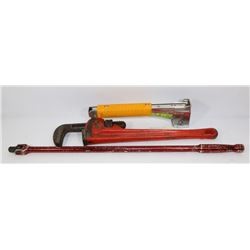 LOT WITH RIDGID STEEL PIPE WRENCH , 1/2" DRIVE
