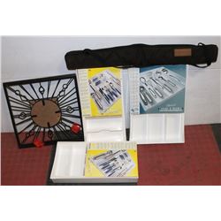 ESTATE BOX WITH CUTLERY TRAYS, WALL MIRRORS, AND