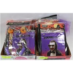 TWO FLATS OF HALLOWEEN COSTUMES AND ACCESSORIES