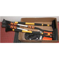 4 NEW SNOWBRUSHES & 2 SCRAPERS