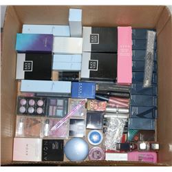 FLAT OF NEW AVON MAKE UP, PERFUME, NAIL POLISH.