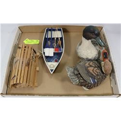MINI LOBSTER TRAP, BOAT AND MALLARD DUCK
