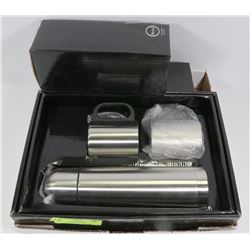 2 NEW STAINLESS STEEL THERMOSES AND MUGS