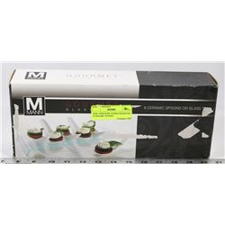 NEW APPETIZER TASTING DISHES INC 6 CERAMIC SPOONS