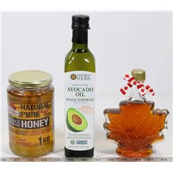 LOT OF ASSORTED JARS INCL AVOCADO OIL-500ML,