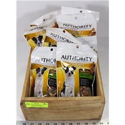 WOOD BOX WITH AUTHORITY CHEWY GRAIN FREE DOG