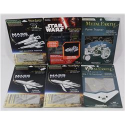 SET OF 6 SEALED METAL EARTH 3D STEEL