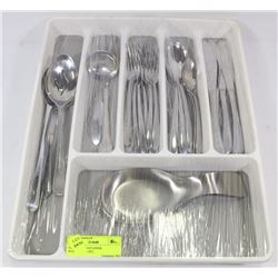 FLATWARE CONTAINER W/FLATWARE SET,