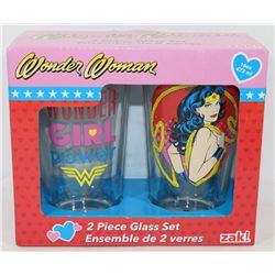 NEW 2PC WONDER WOMAN 16-OZ GLASS SET