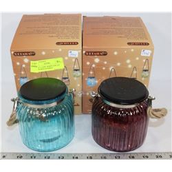 LOT OF 2 -11CM  MASON JAR LED LIGHTS WITH HANDLES